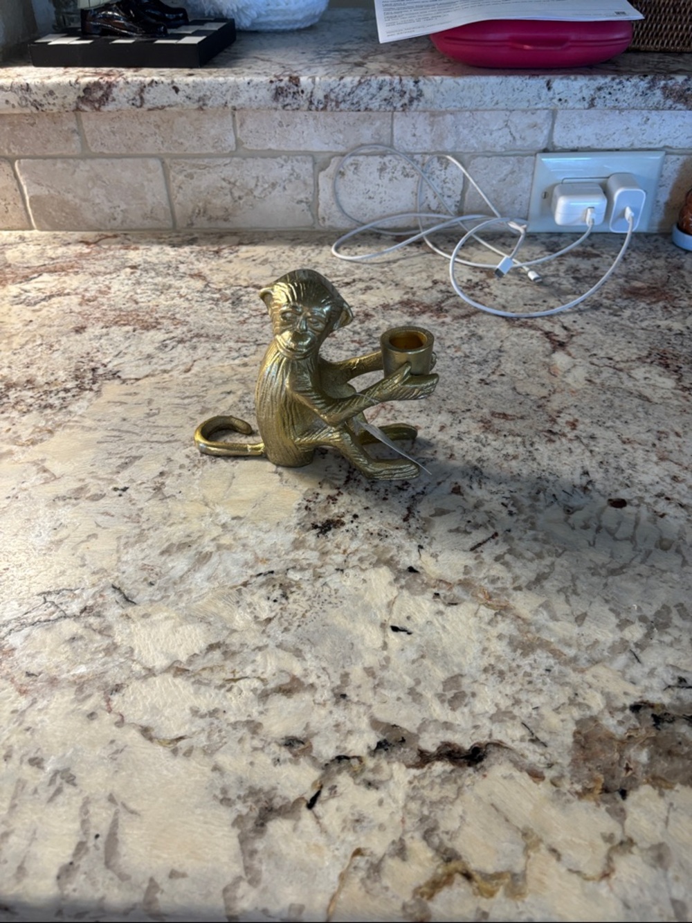 Source Unknown Gold Monkey Tea Light Candle Holder